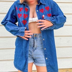 DENIM TOP W/ HEARTS